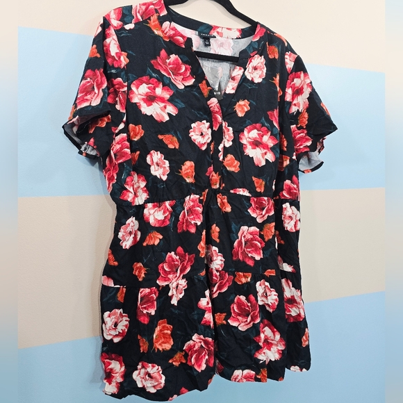 NWT Torrid Plus Size Babydoll Rayon Twill Button-Front Tiered Top - Picture 4 of 8